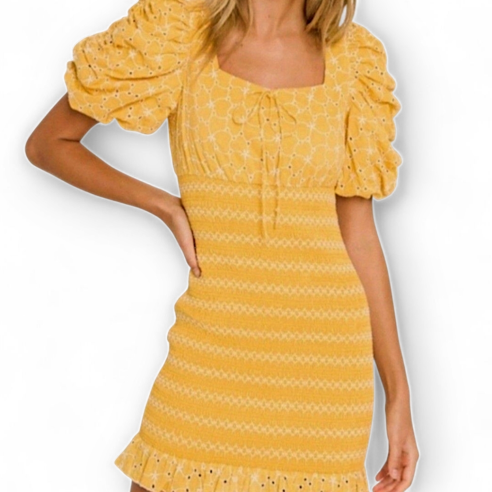 Bold Free The Roses Yellow Summer Dress - NWT, Size L